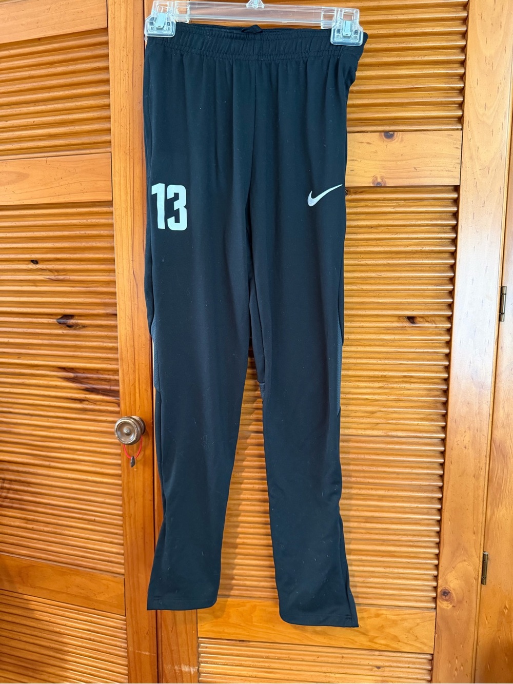 Nike Kids Black Athletic Track Pants with Number 13